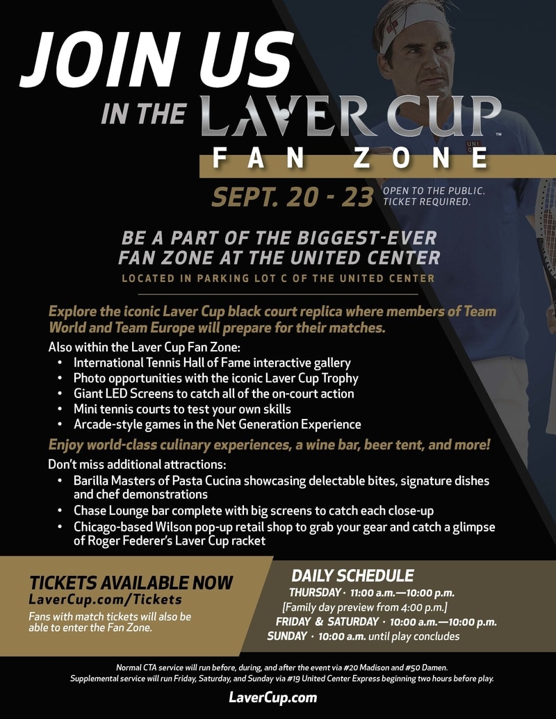Laver Cup Fan Zone, Chicago September 20 -23