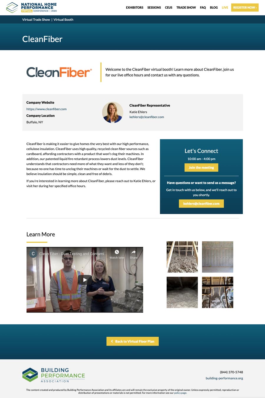 Virtual Trade show Booth National Home Performance Virtual Conference