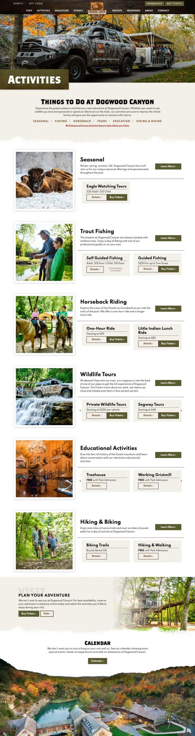 Dogwood Canyon Nature Park Activities