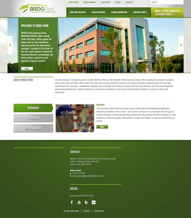 BRDG Park homepage