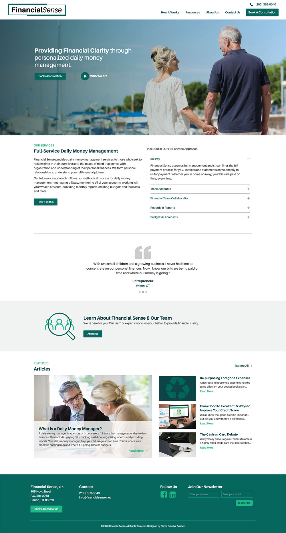 Screenshot of the Financial Sense website homepage