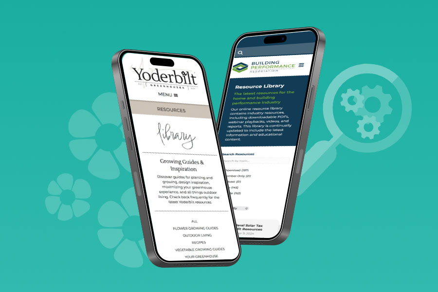 A teal background with two phone graphics. They have photos of yoderbilt's website